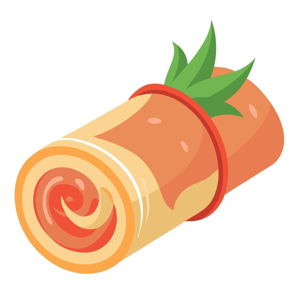A chicken fillet rolled with prosciutto and sage. cooked to a perfect golden brown vector