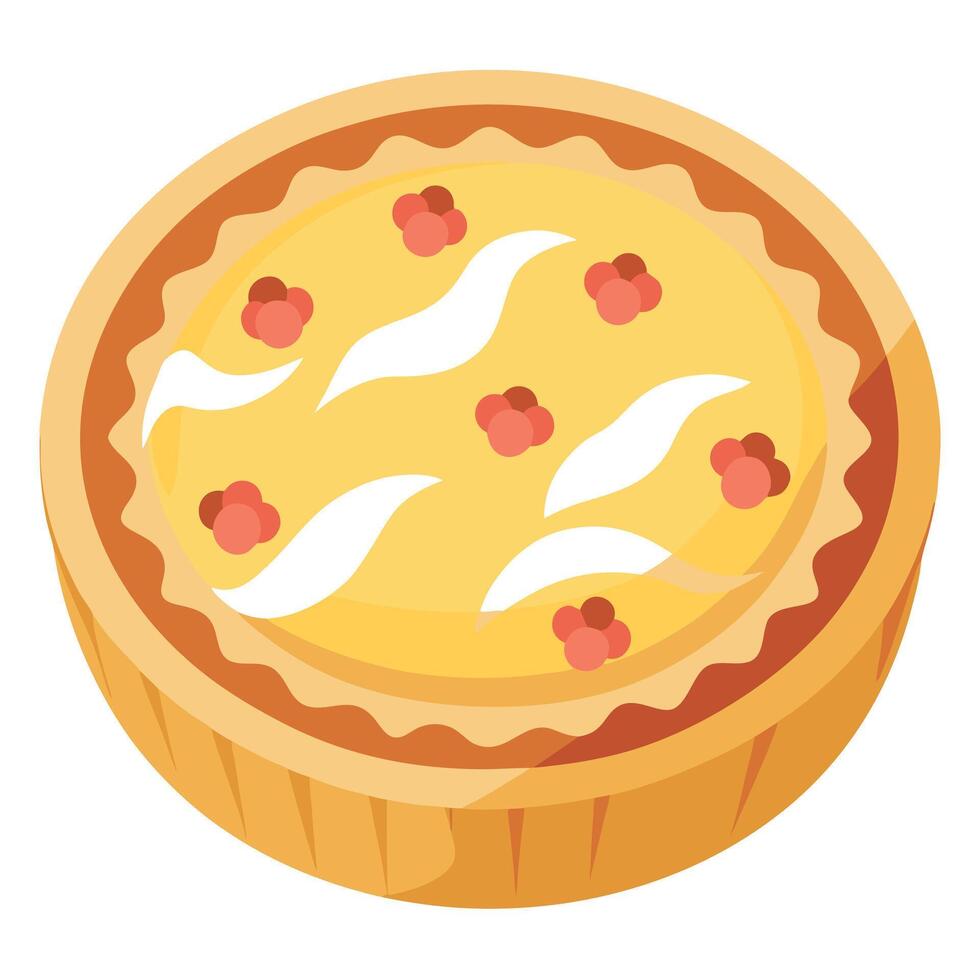 A plate of quiche Lorraine. a savory tart made with eggs. cream. bacon. and cheese vector
