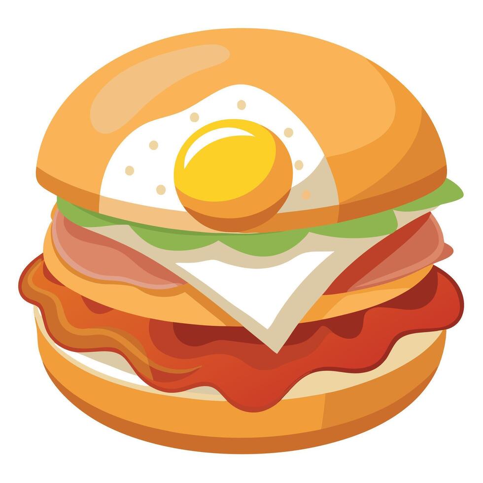 Delicious breakfast sandwich with bacon and fried egg. studio shot vector
