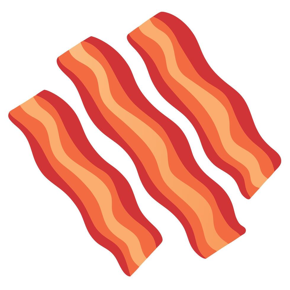 Aerial View of Neatly Arranged Bacon Rashers on a White Background vector