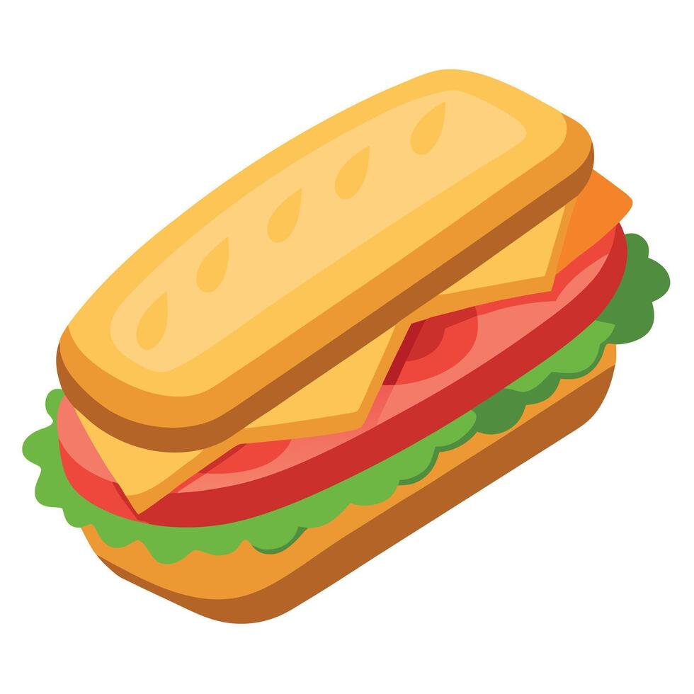 Ciabatta sandwich isolated on transparent background. file. cut out vector