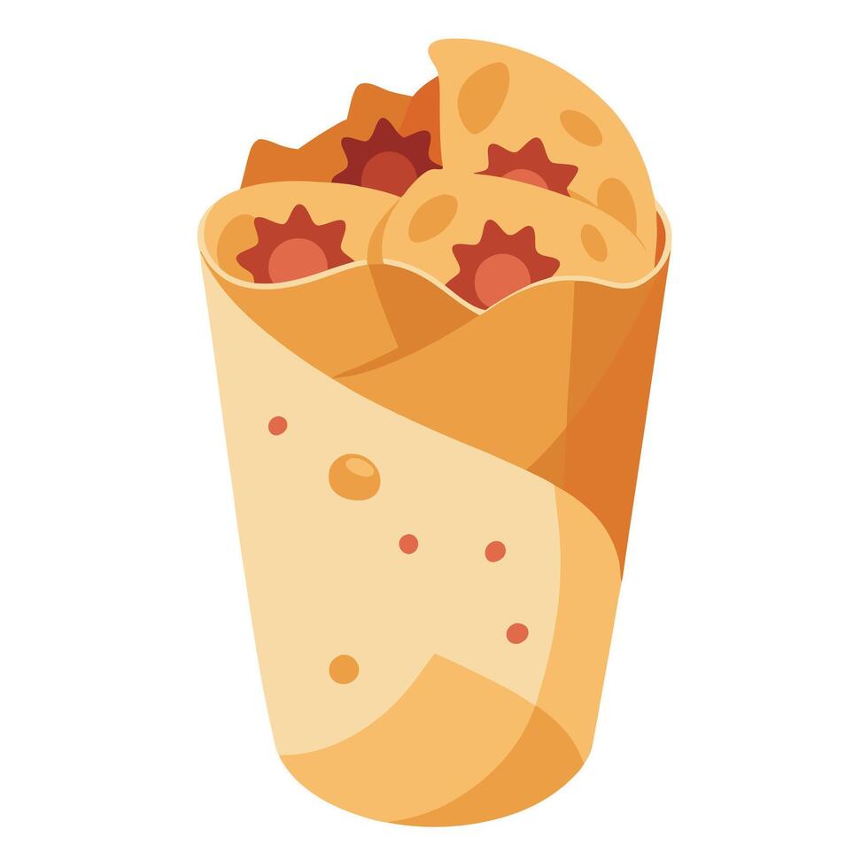Breakfast Burrito With Scrambled Eggs. Bacon. Cheese. and Potatoes vector