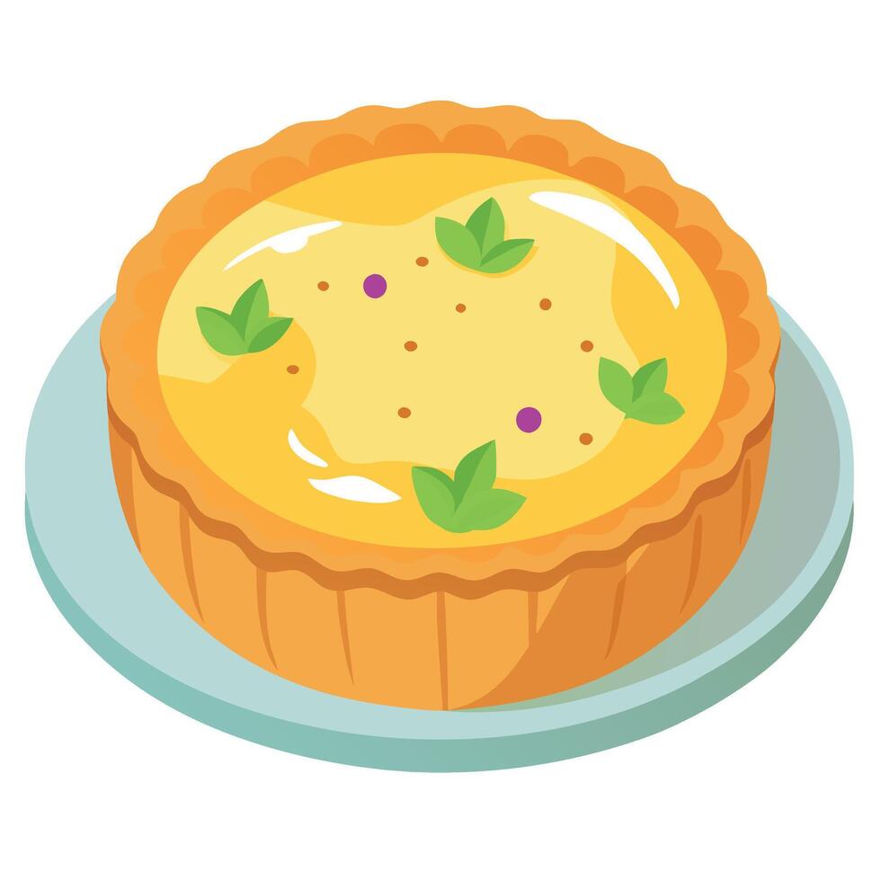 Deliciously baked quiche on a plate ready to be savored vector