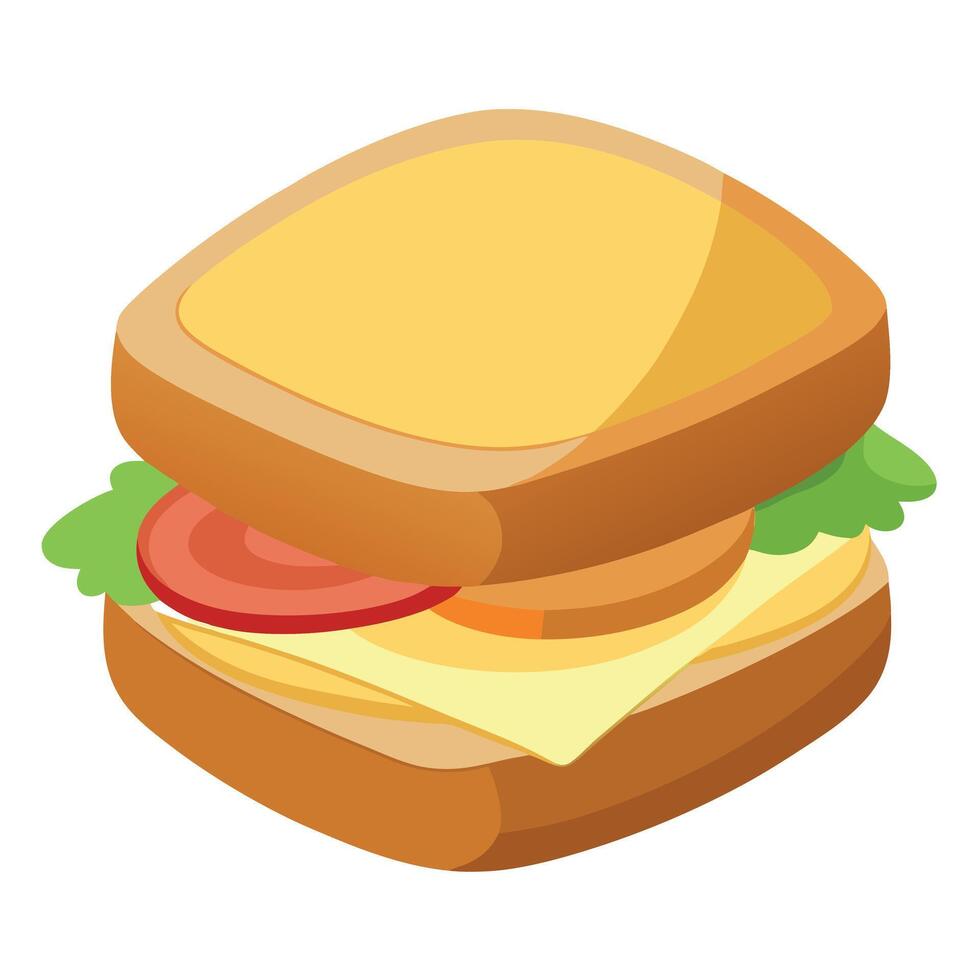 Egg sandwich with cheese on transparent background. vector