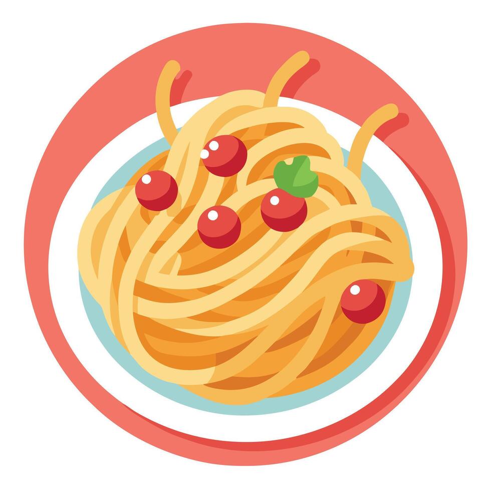 Gourmet Italian Spaghetti Pasta with Cheese and Bacon Bits vector