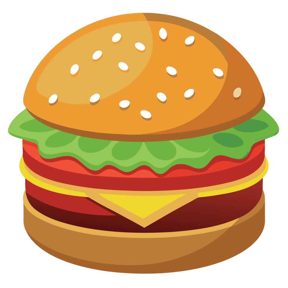 Appetizing burger on a white transparent background. vector