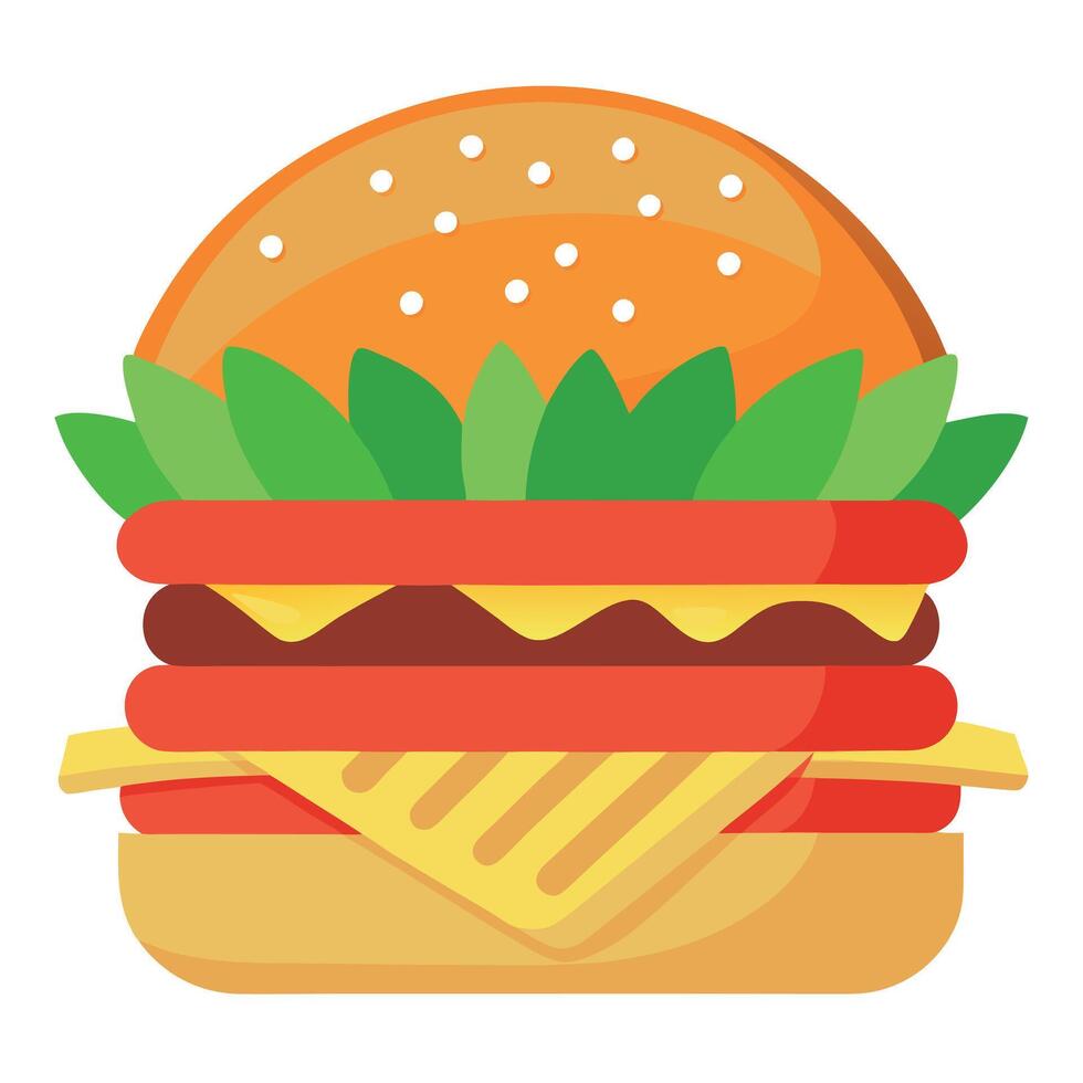Homemade cheese smash burger with lettuce tomato and fries vector