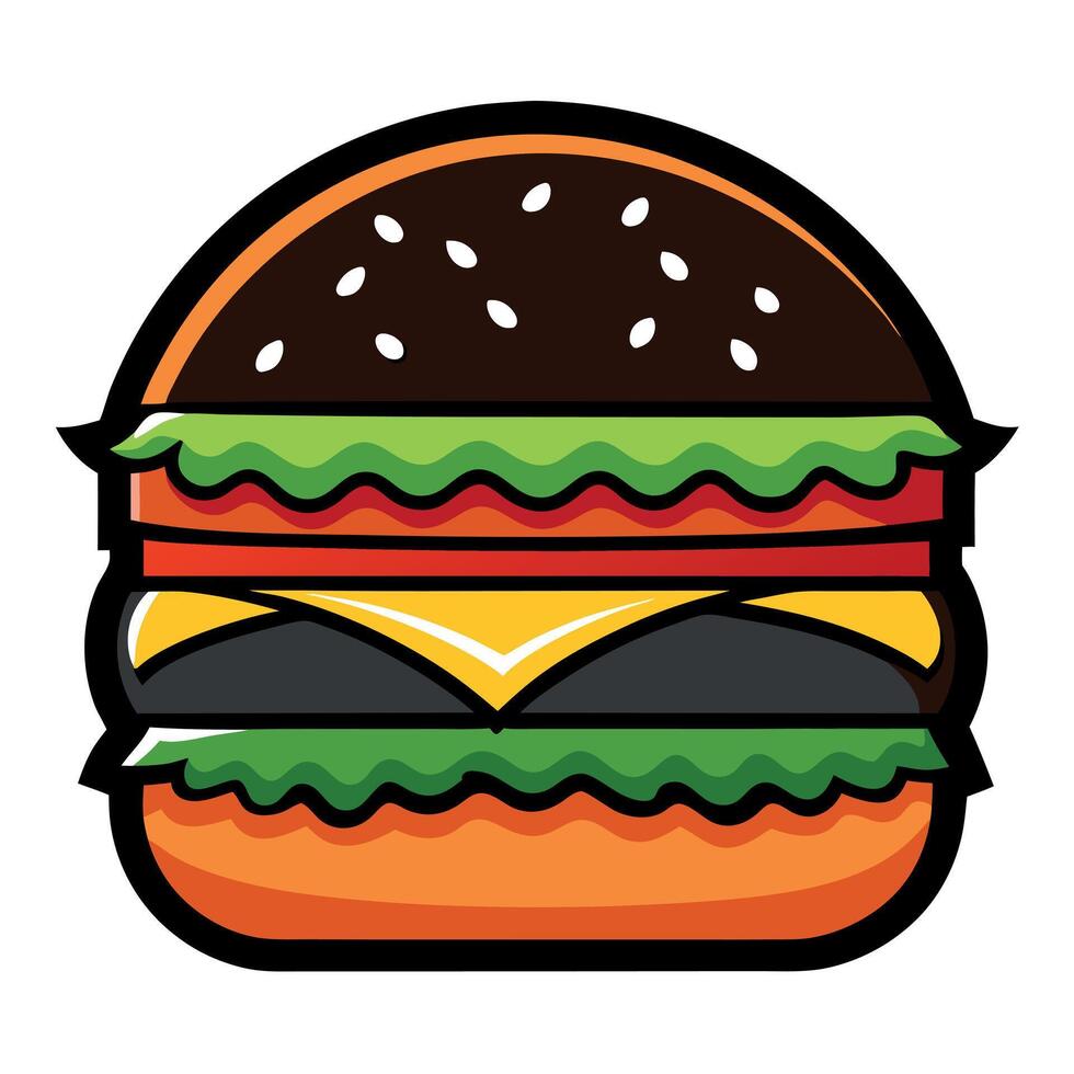 Delicious and fresh burger on black background view vector