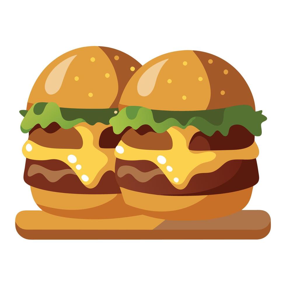 Gourmet beef sliders with cheese and caramelized onions vector