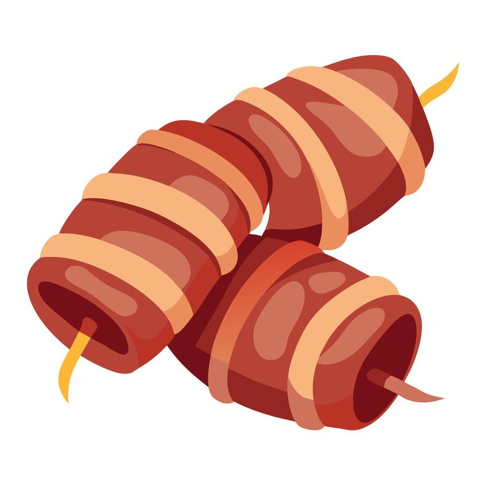Bacon wrapped dates on isolated white background vector