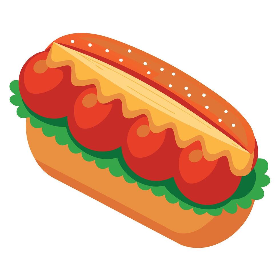 Fast Food Meatball Sub with Marinara Sauce 32. vector