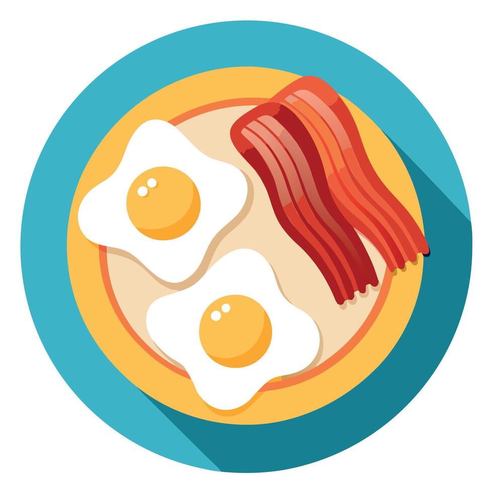 Keto Breakfast with Fried Eggs and Crispy Bacon vector