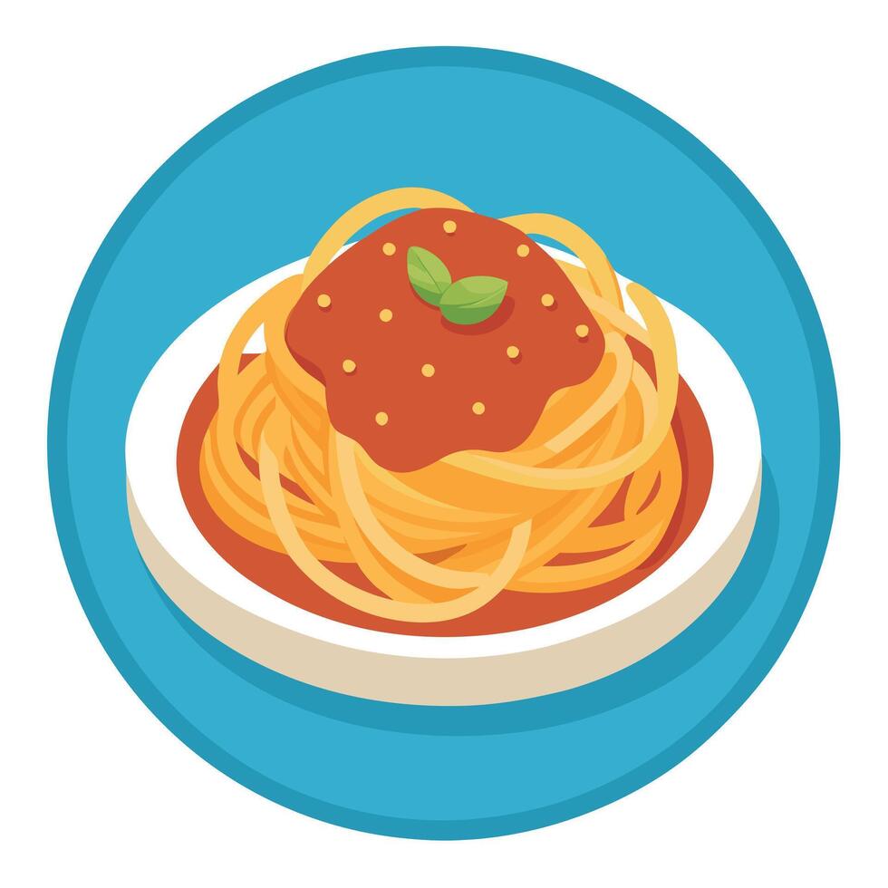 A plate of spaghetti with cheese and meat sauce vector