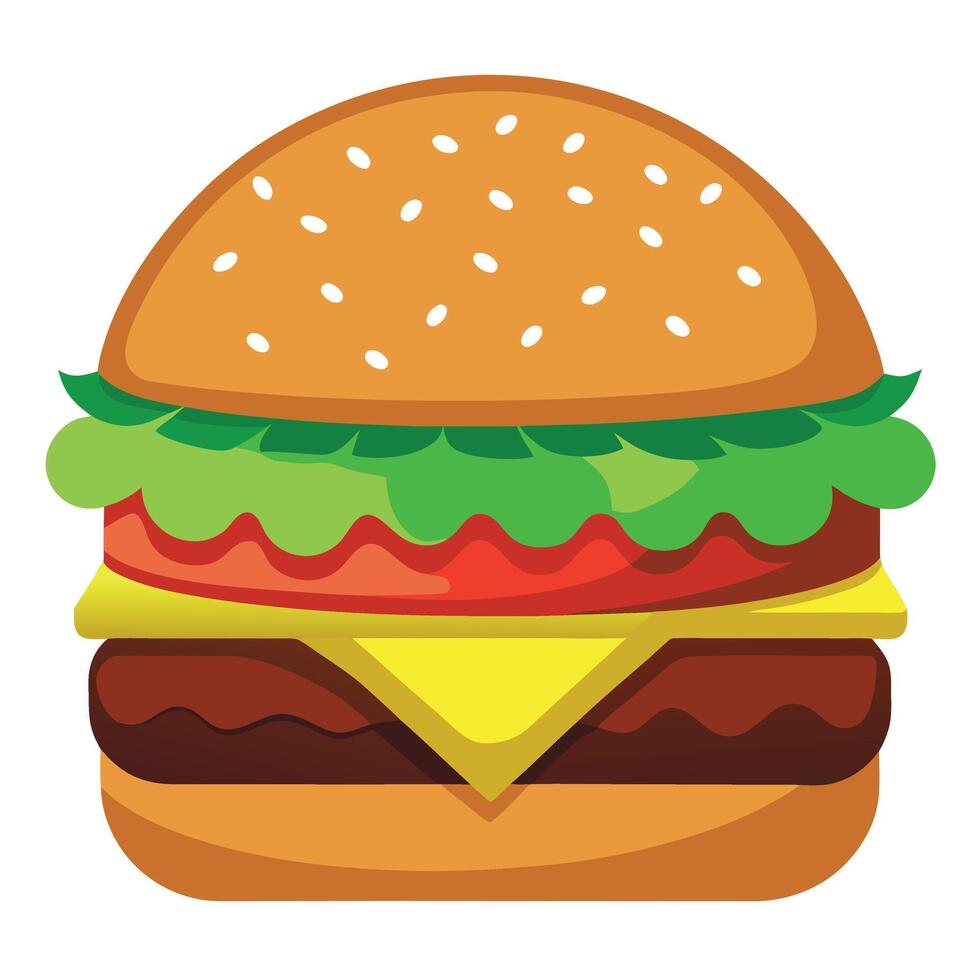 Delicious hamburger with cucumber. meat and cheese vector