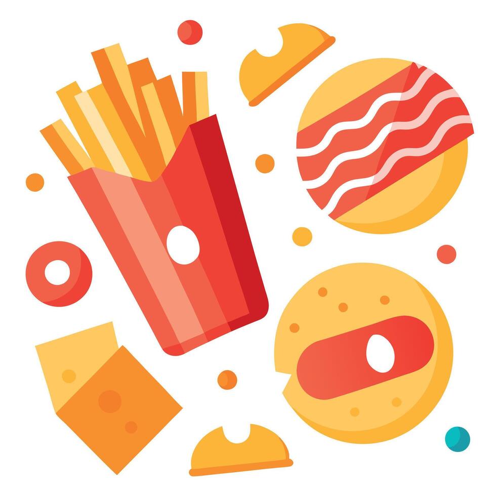 Background Of Cheddar And Bacon Fries And Chips vector