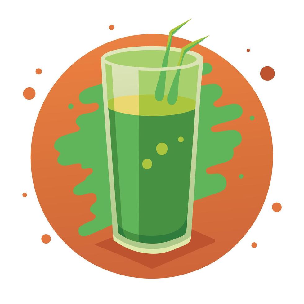 Glass of tasty green juice on grunge background vector