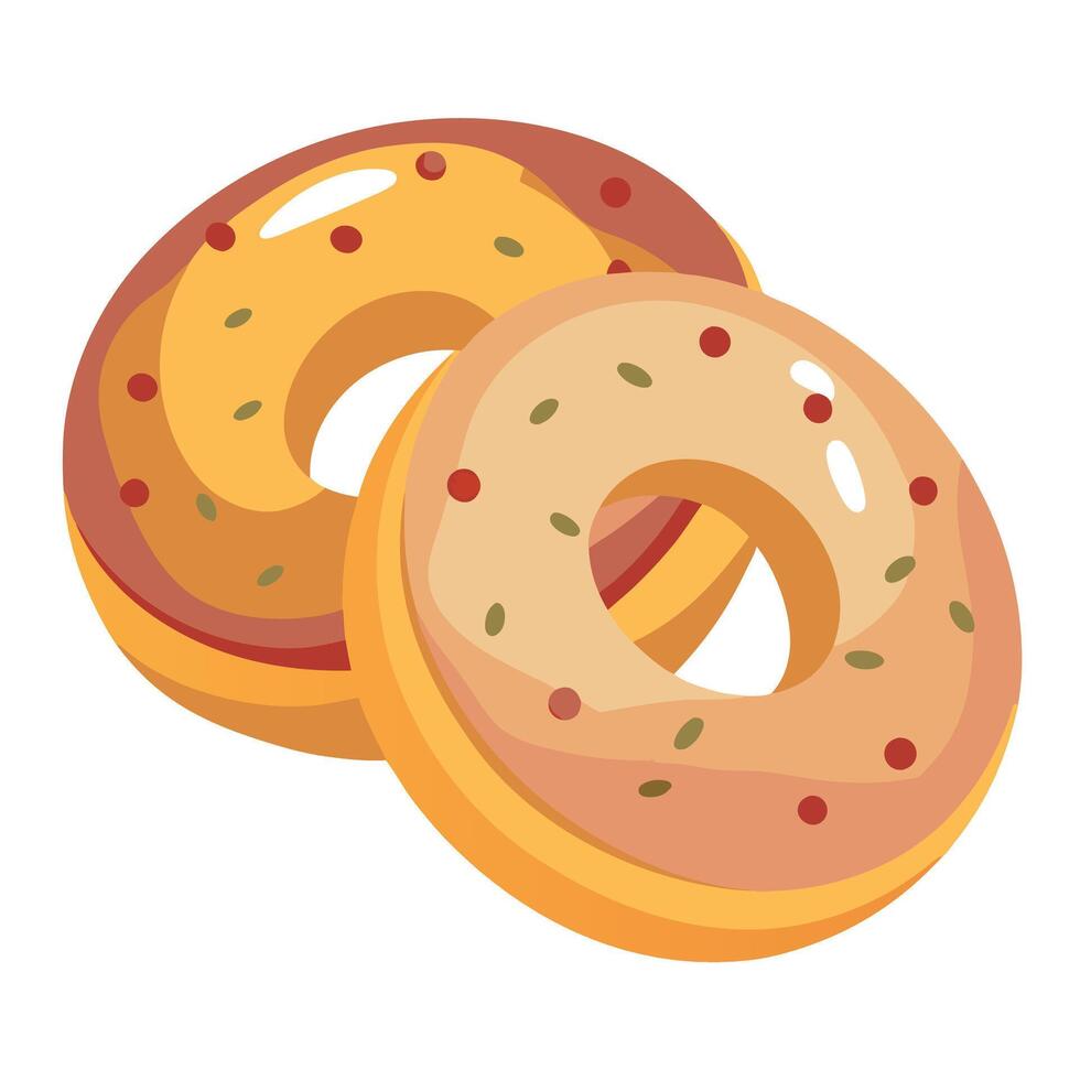 Bacon and cheese bagels topped with sesame seeds vector