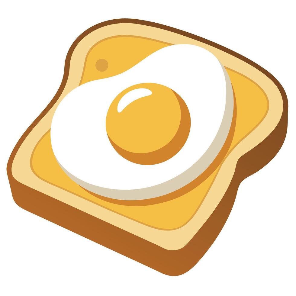 Fried egg on toast top view. isolated on white vector