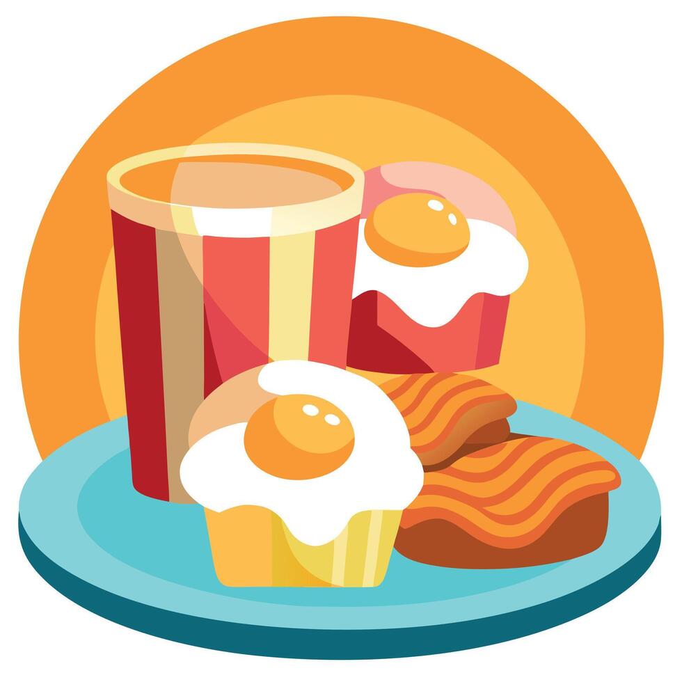 Delicious Bacon and Cheddar Egg Muffins for a Hearty Breakfast vector