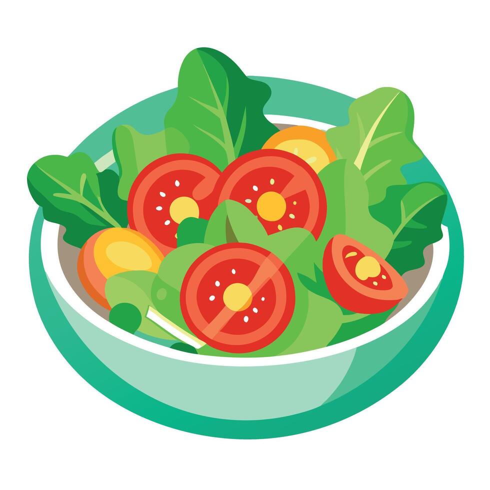 Deliciously fresh salad with crispy bacon and vibrant tomatoes vector