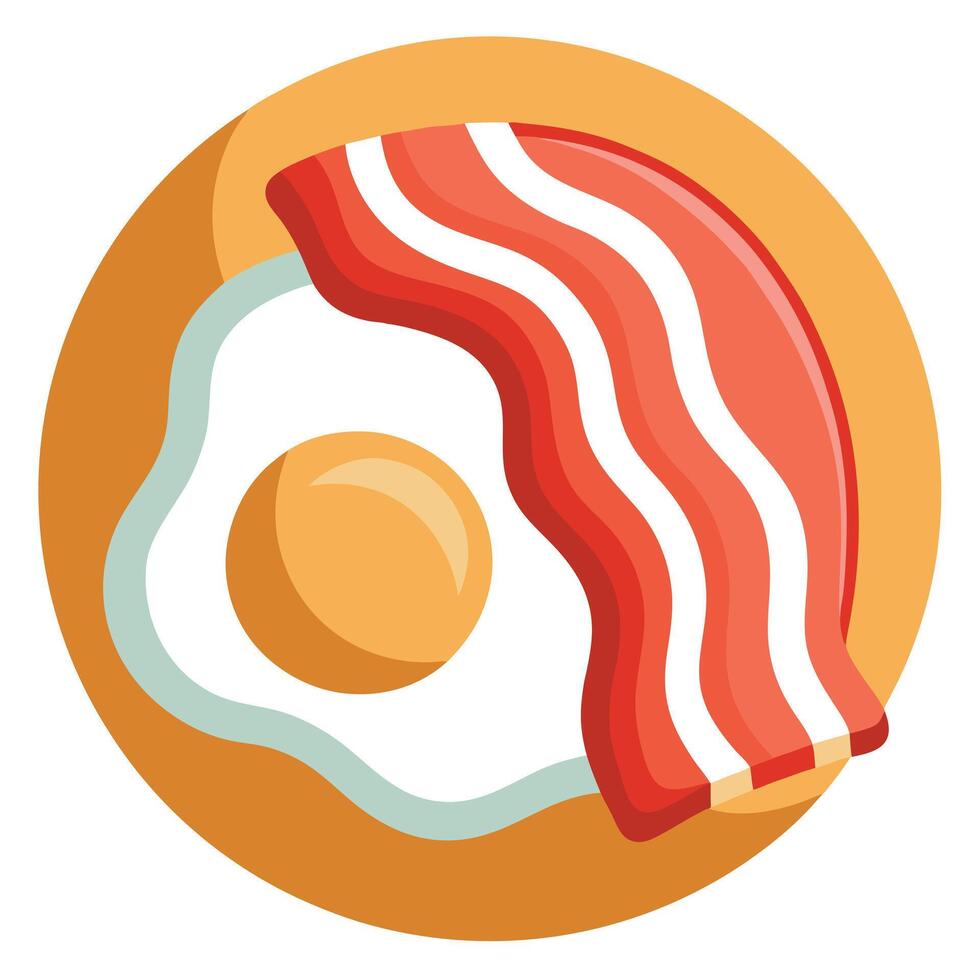 Close-up of a Delicious and Appetizing Bacon and Egg Breakfast vector
