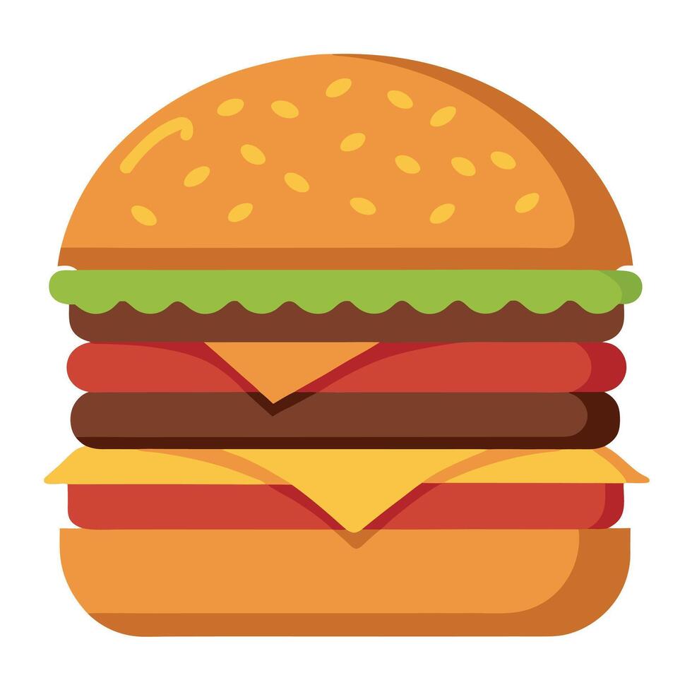 A large hamburger with two patties and a slice of cheese on top vector