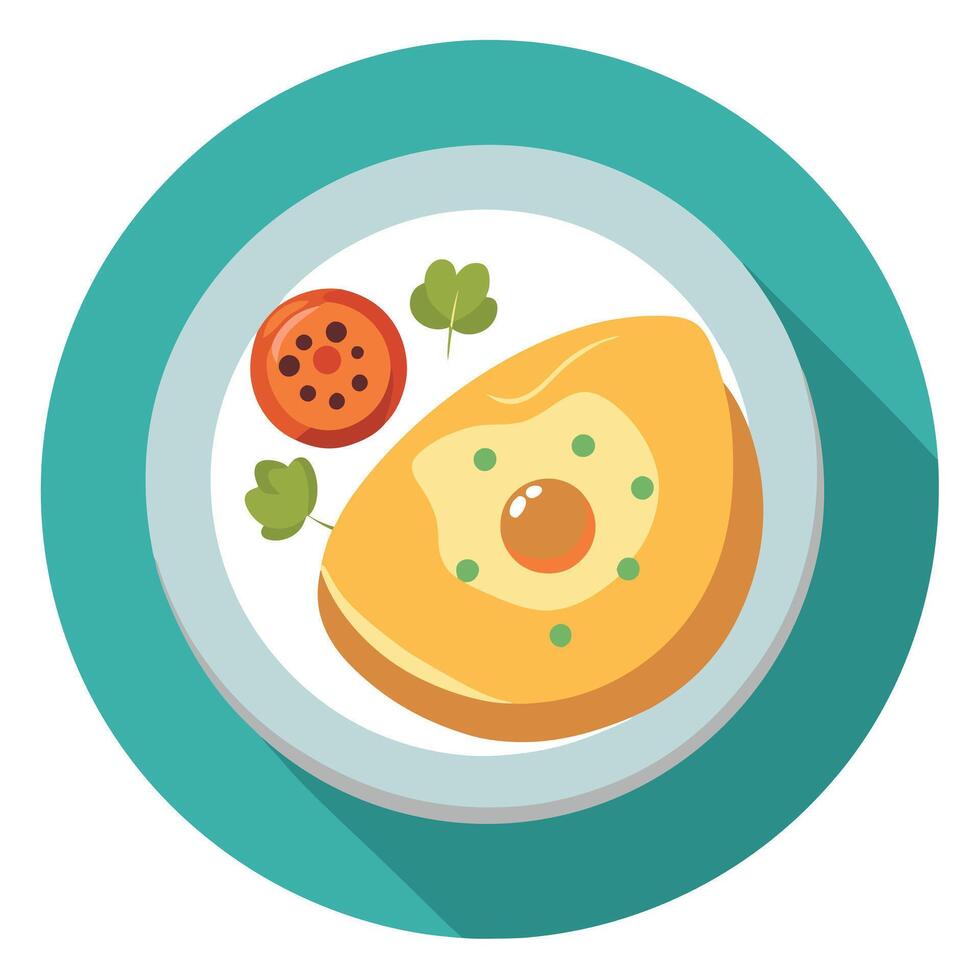 Breakfast omelette on a plate top view isolated on transparent vector