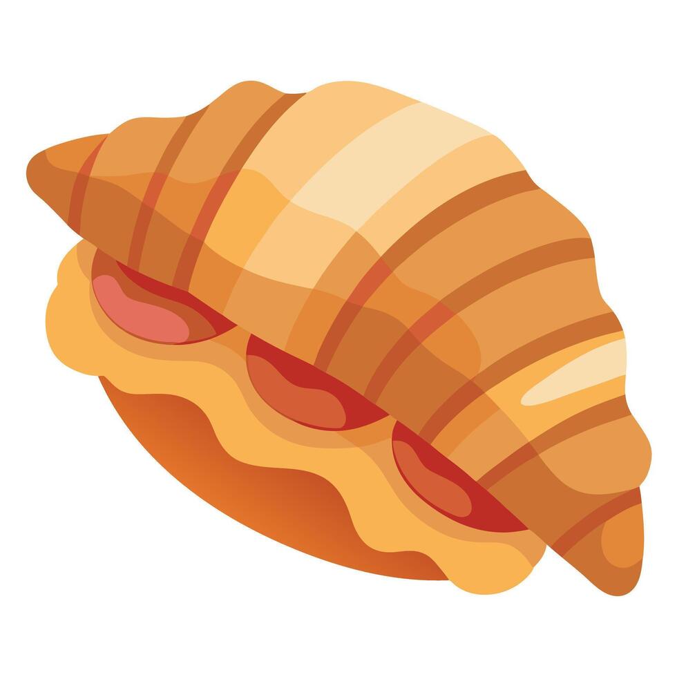 Crispy bacon croissant sandwich on a transparent background vector