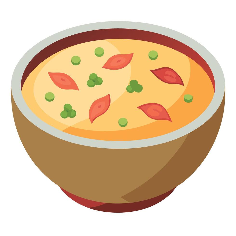 Creamy baked potato soup with bacon. scallions and cheese. vector