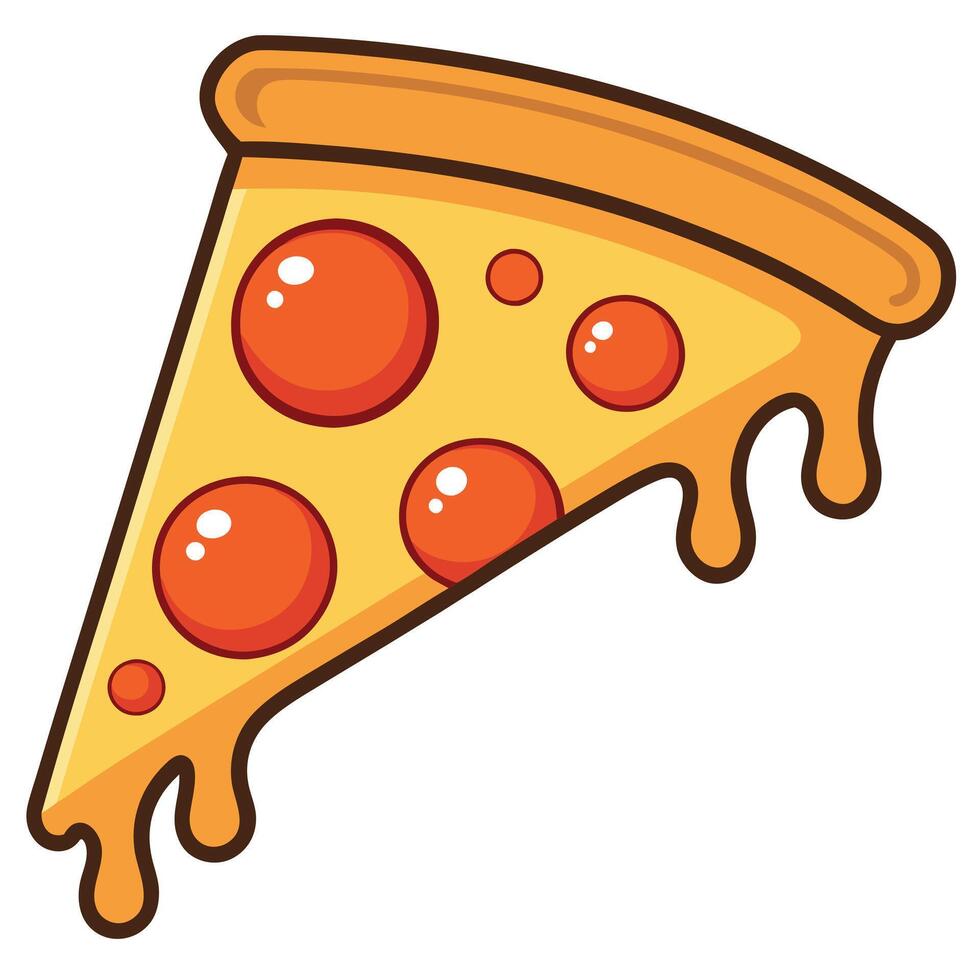 Slice of pepperoni pizza. with a crispy crust and gooey cheese vector