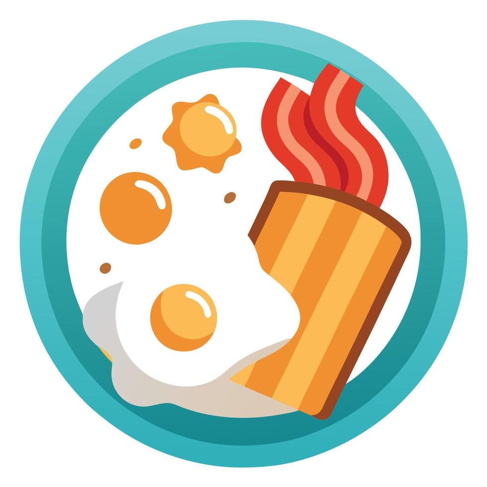 Delicious crispy bacon and fried eggs with toast for breakfast vector