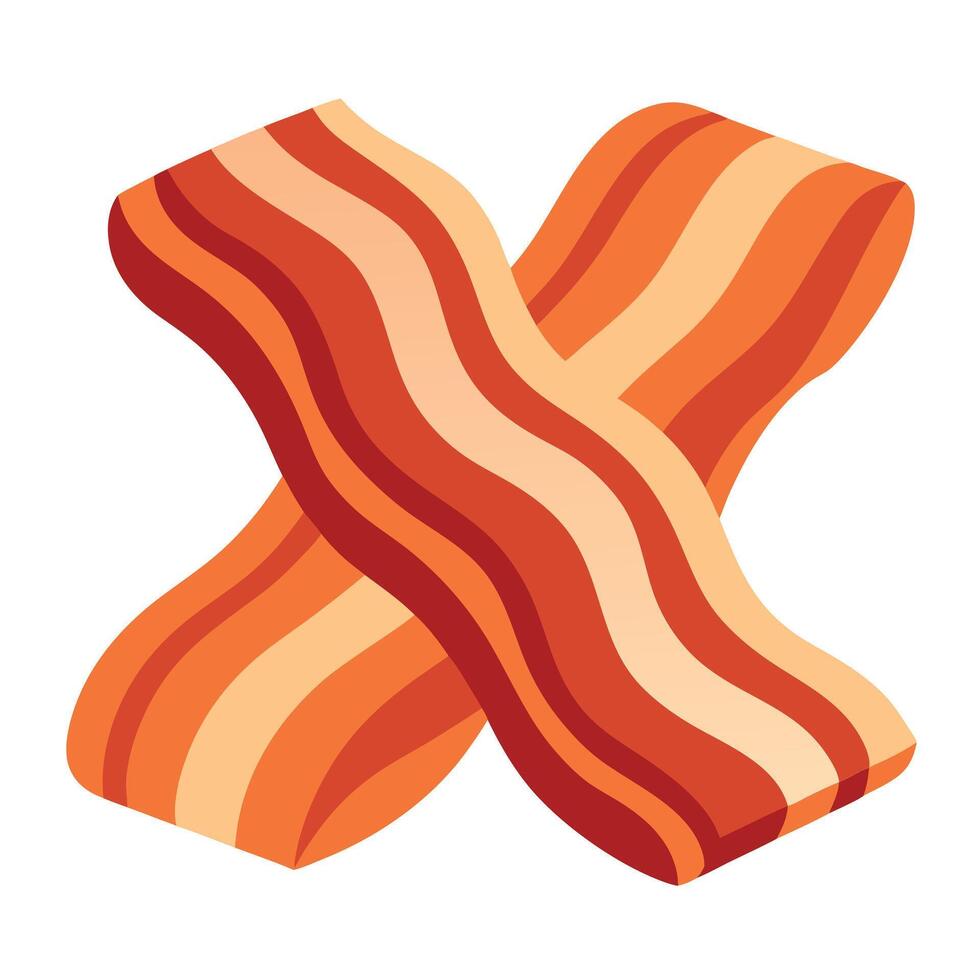 Cooked bacon slices isolated on transparent or white background vector