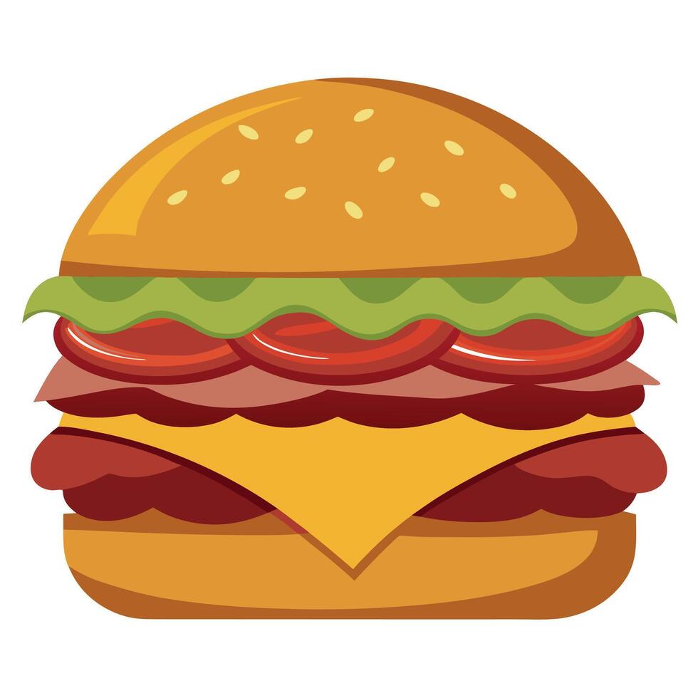 Delicious bacon cheese burger hamburger on white background vector