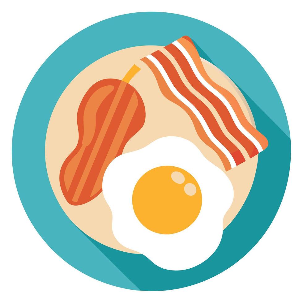 Crispy Bacon and Sunny-Side Up Eggs on a White Wooden Table vector