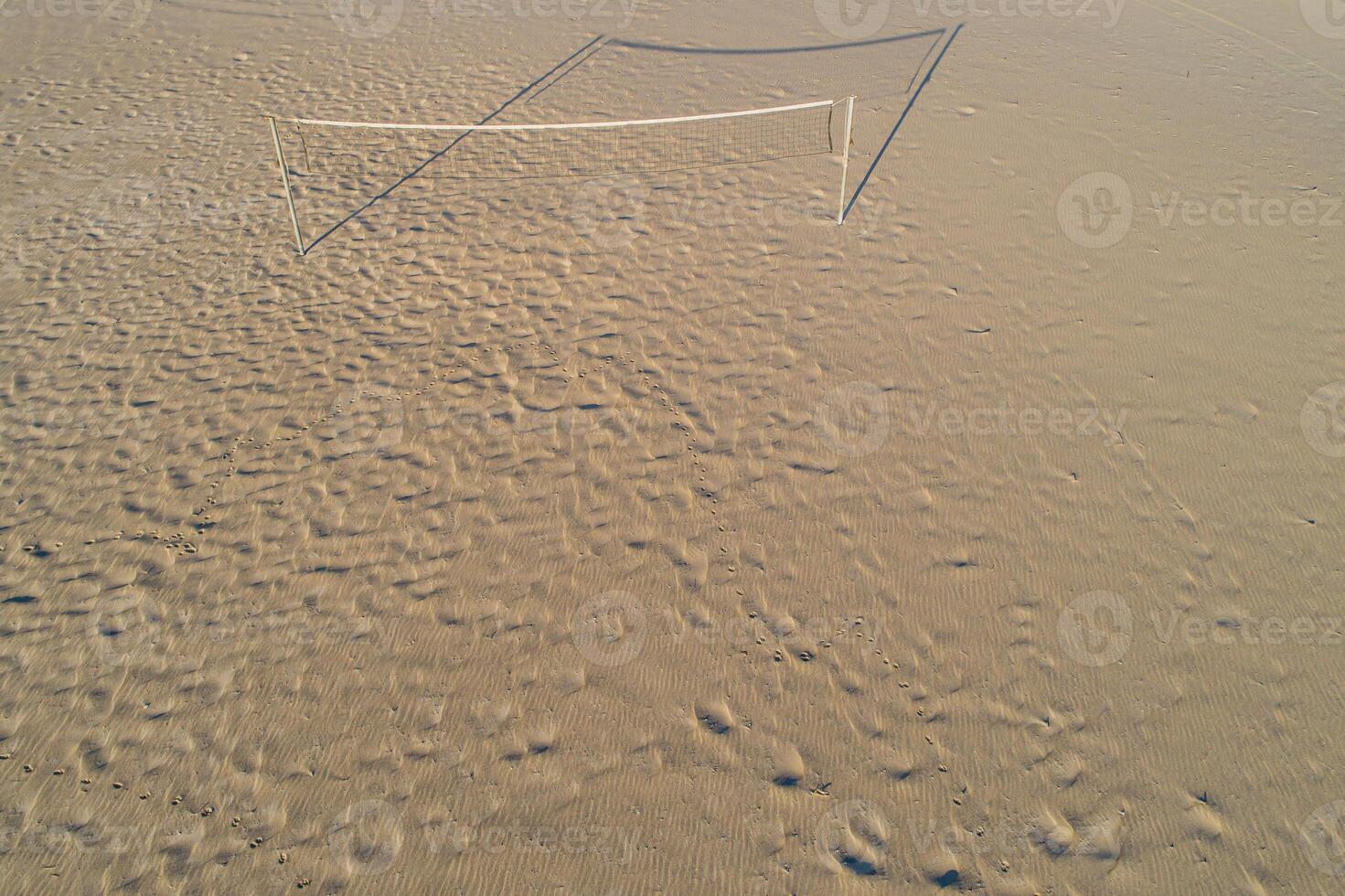 aerial view with drone of a beach volleyball net on a beach photo