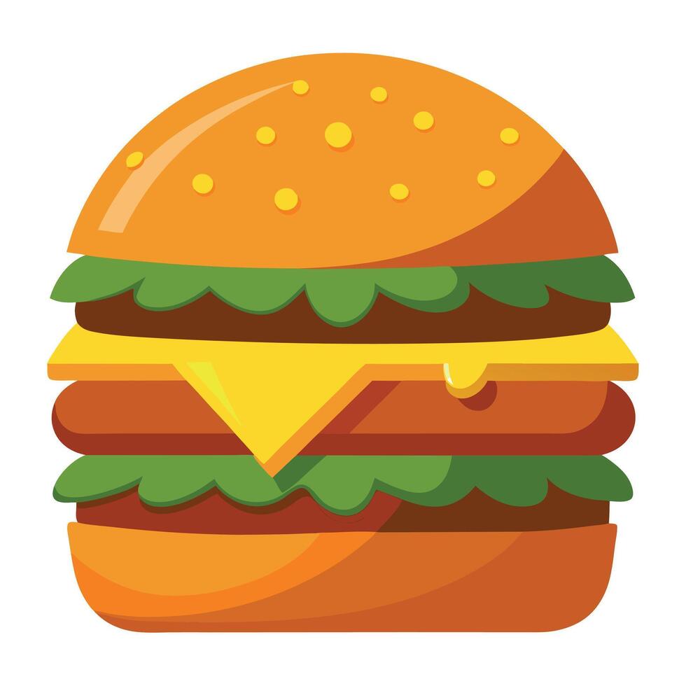 An image of a double cheeseburger with melted cheese vector