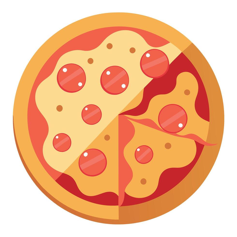 Big pizza with bacon isolated on transparent background vector