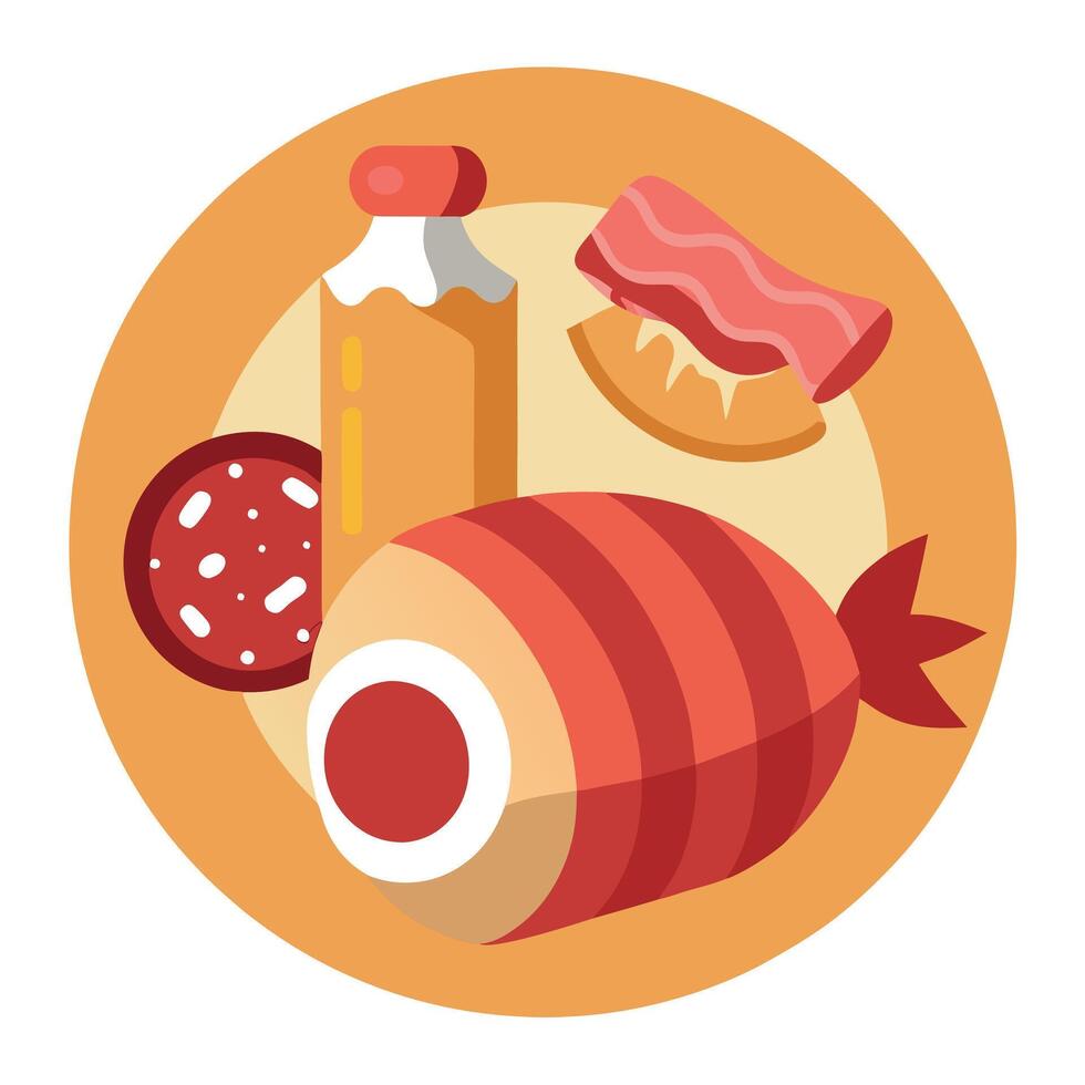 Epicurean Delight - Prosciutto. Sausage. Bacon Showcase vector