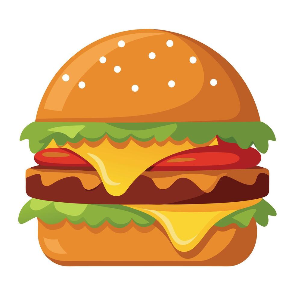 A juicy burger with beef cheese caramelized. vector