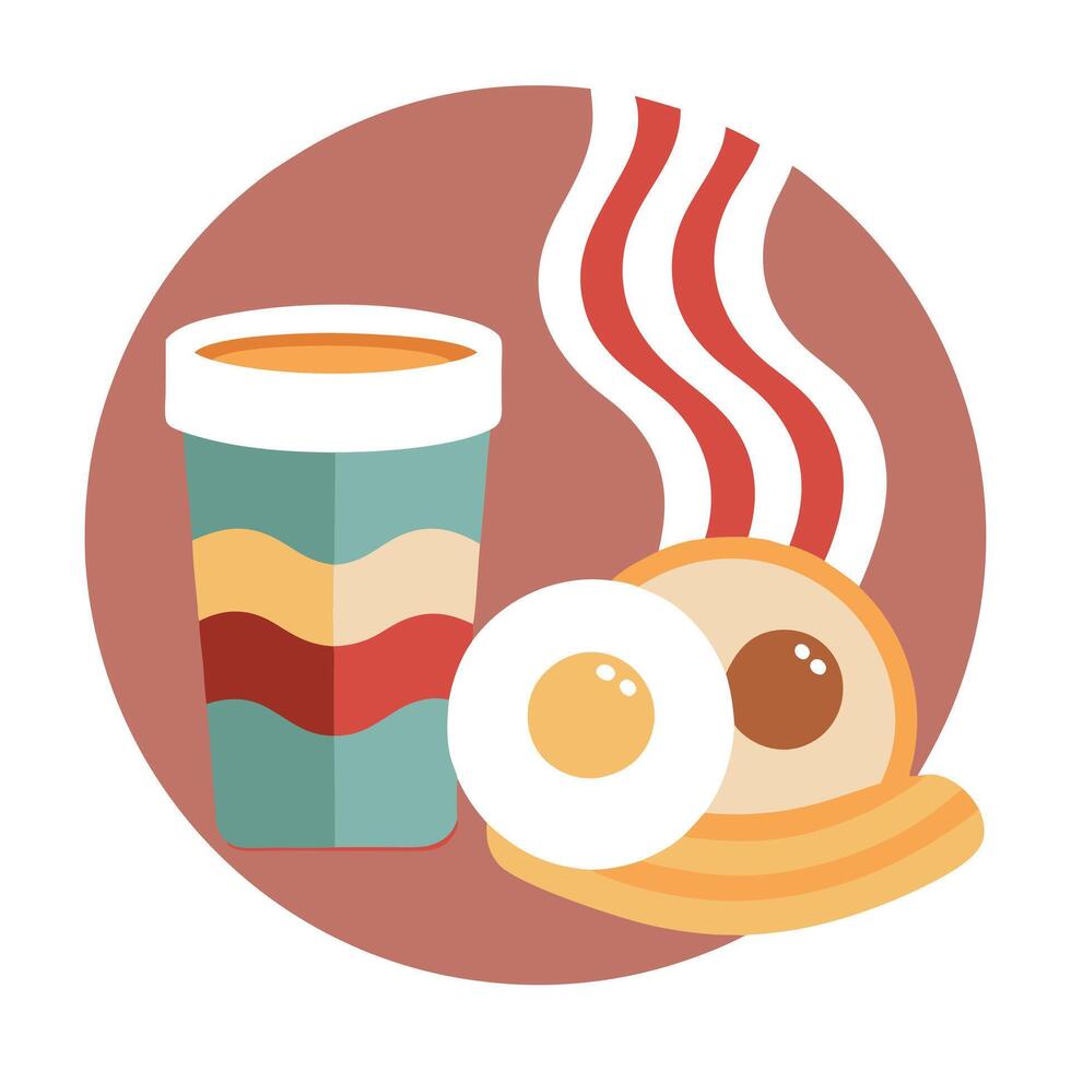 Coffee cup two eggs and bacon for healthy breakfast vector