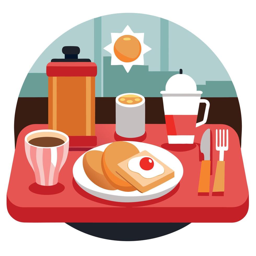 English breakfast on a counter in a cafe restaurant vector