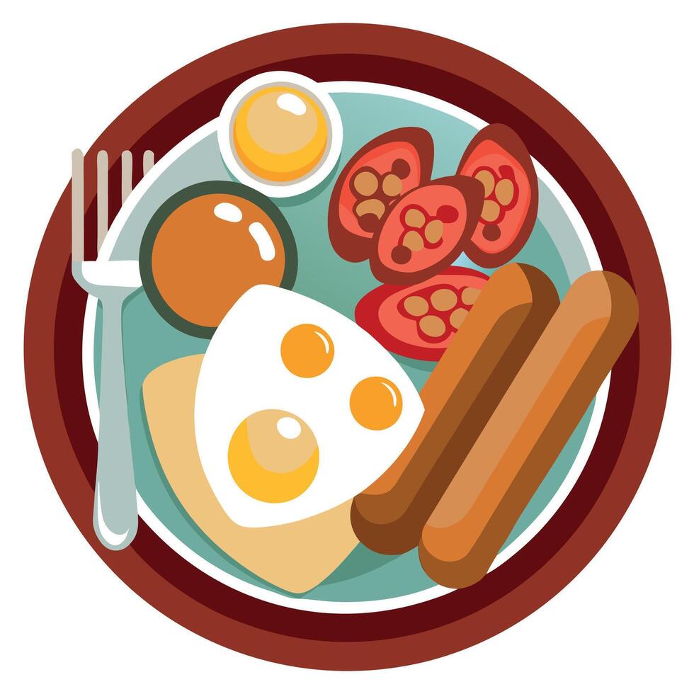English breakfast consist of eggs. bacons. sausages. bake beans vector