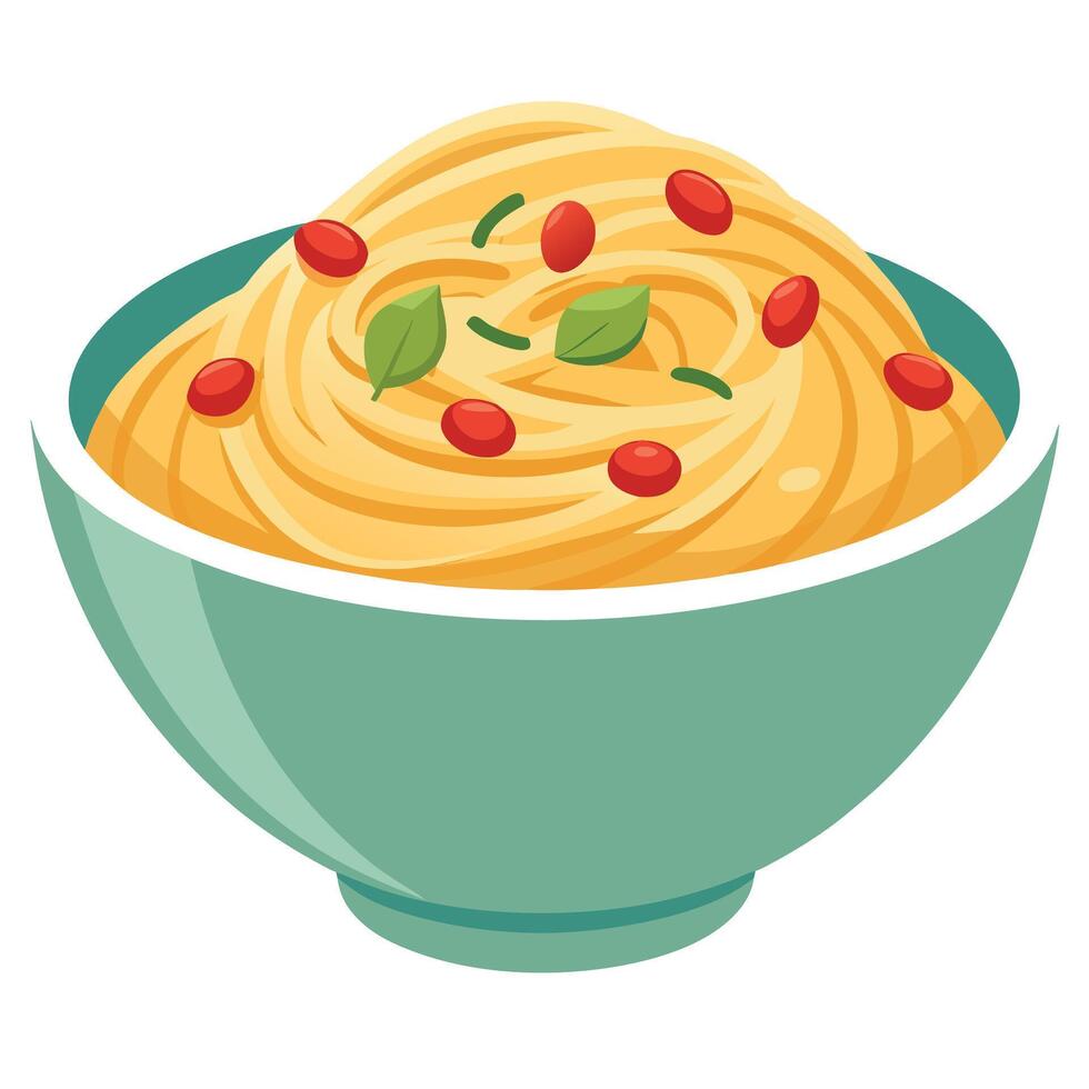 Delicious bowl of pasta carbonara isolated on a transparent background vector