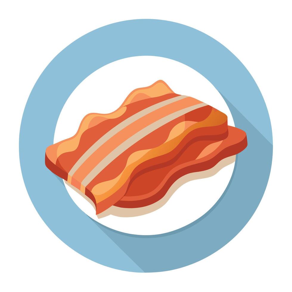 Gourmet bacon served on a white plate. isolated on table. closeup vector