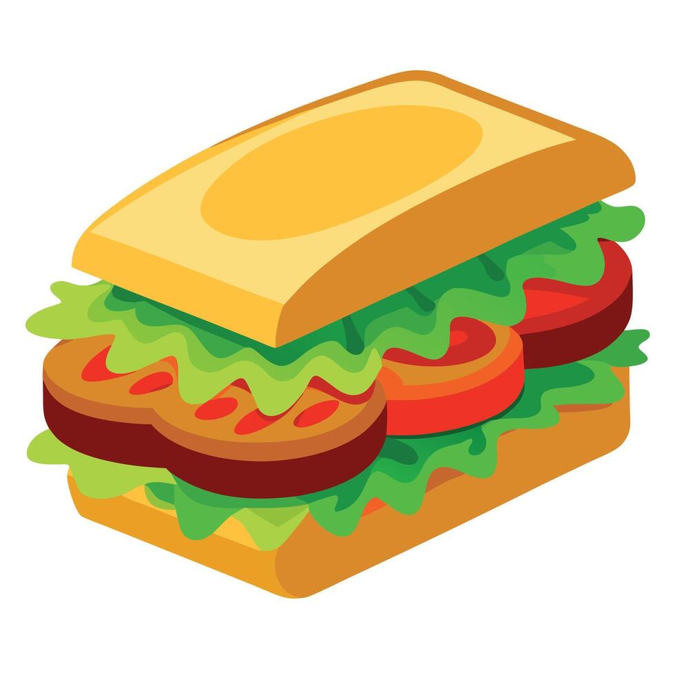 A sandwich with lettuce tomatoes and cheese vector
