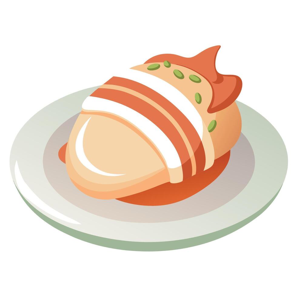 Cream cheese and bacon stuffed chicken vector