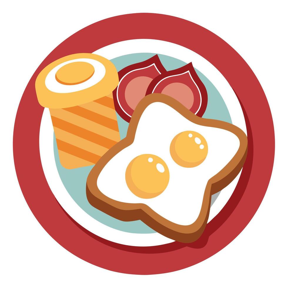 French toast with a side of bacon and eggs vector