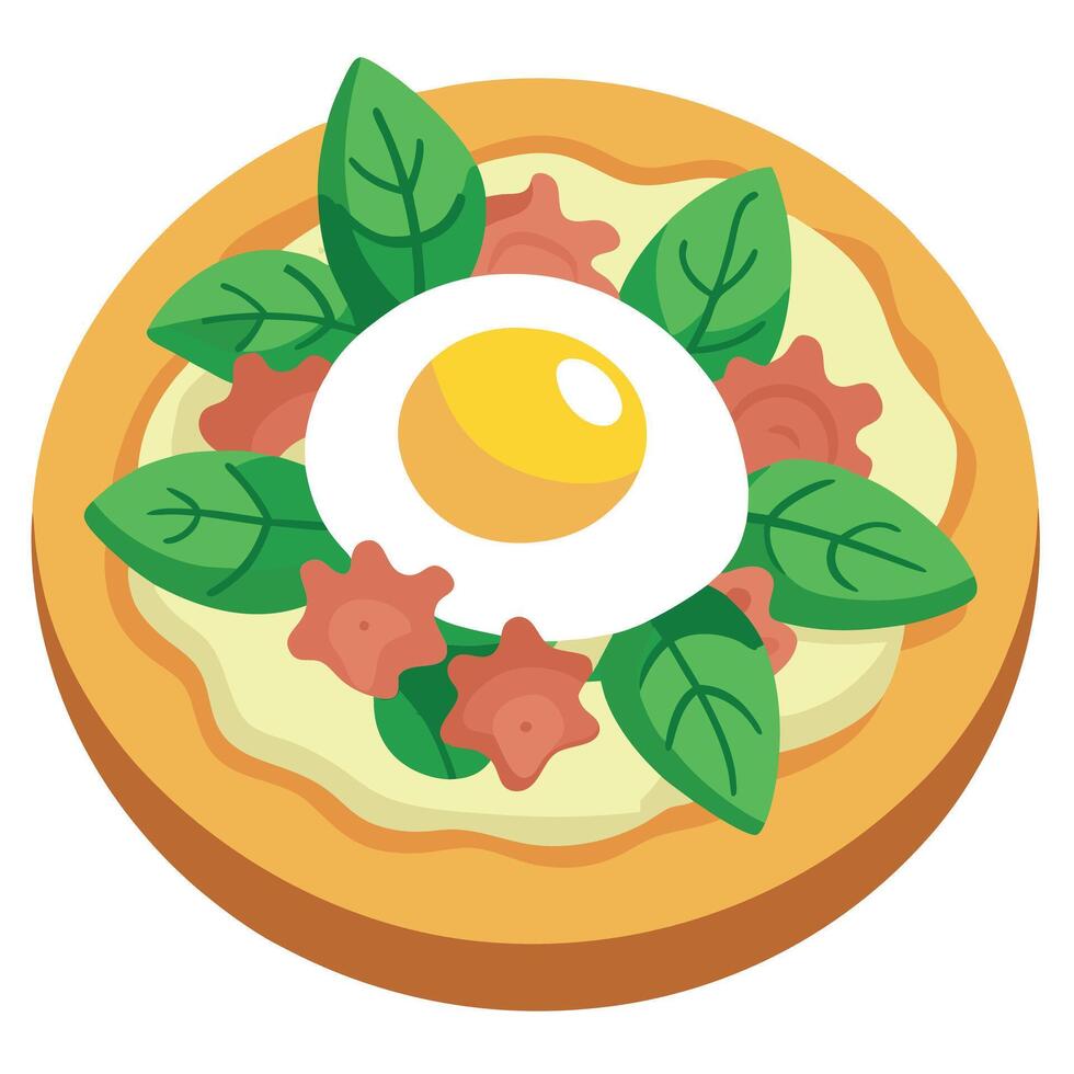 Eggs Benedict Pizza with Bacon and Spinach vector