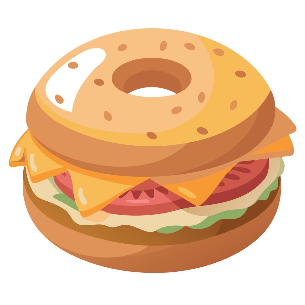 A bagel sandwich with bacon eggs and cheese vector