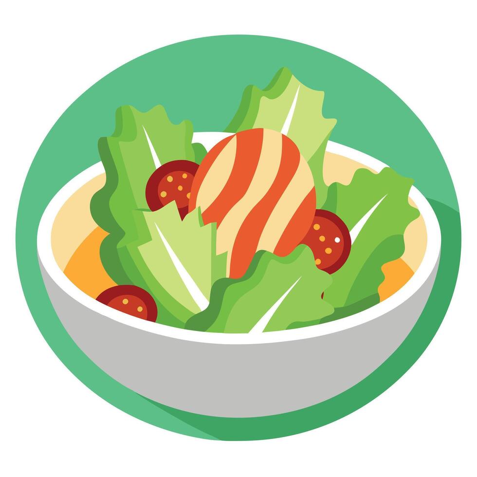 Caesar salad served with crunchy bacon vector